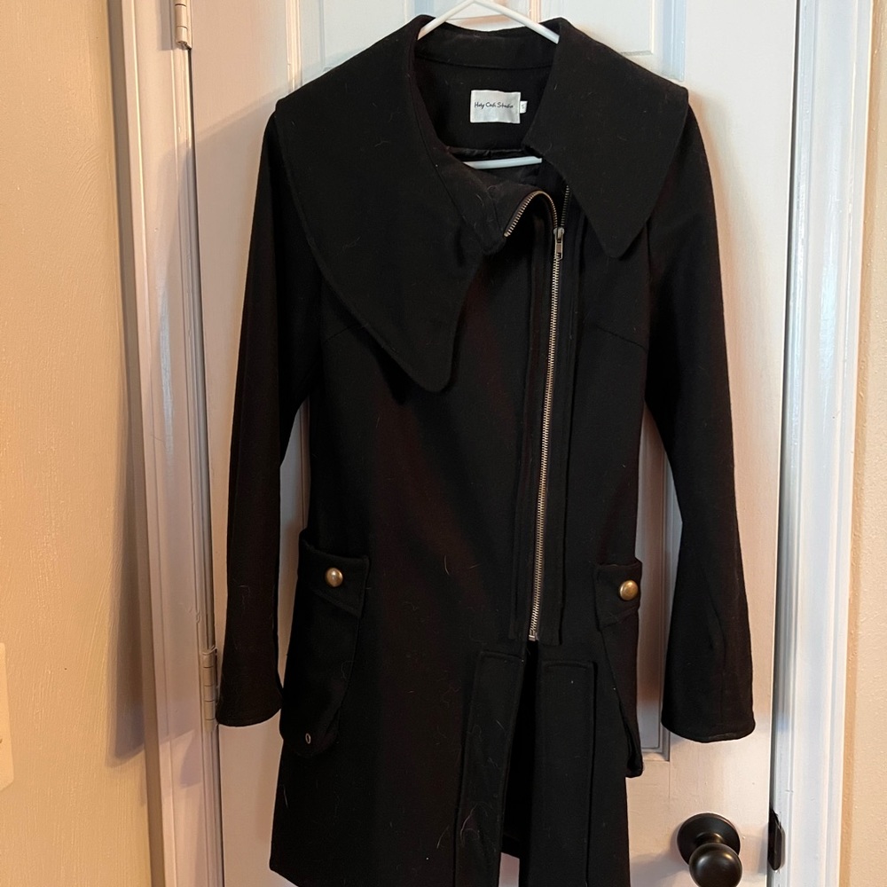 Holy Codi Studio Small black size zip pea coat